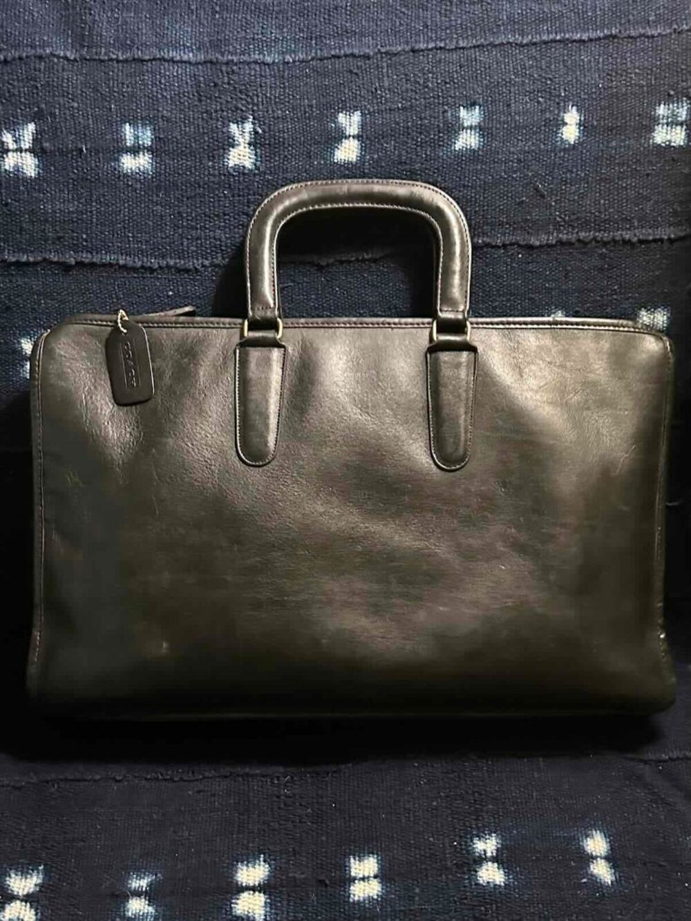 Vintage COACH NYC briefcasefolio #5050 black Leather Rare Bonnie Cashin brass Lg